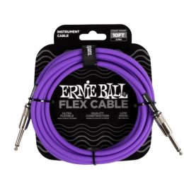 Ernie Ball P06434 Flex Straight to AngleInstrument Cable - 10-foot, Purple
