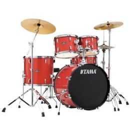 TAMA ST52H6C-CDS Stagestar 5-Piece Drum Kit w/ Hardware+Throne+Cymbals, Candy Red Sparkle