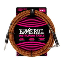 Ernie Ball P06470 Braided Instrument Cable Straight/Angle 10ft - Pumpkin Pie